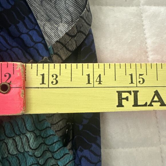 Vintage CACHE Dress Womens Small Blue Wrap Jersey Stretch Retro Y2K Cocktail - Picture 7 of 9